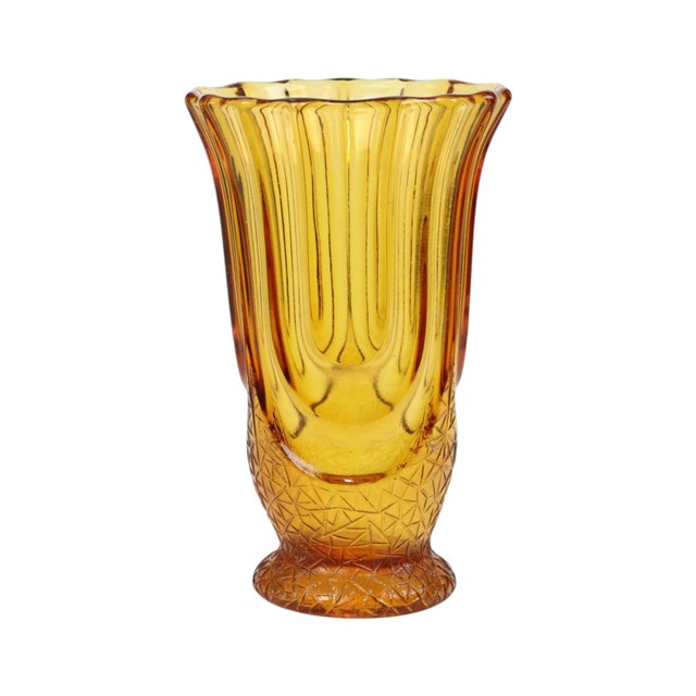 Art Deco Amber-Colored Glass Vase by Henri Heemskerk for Luxor Scailmont, 1930s For Sale - Image 11 of 18