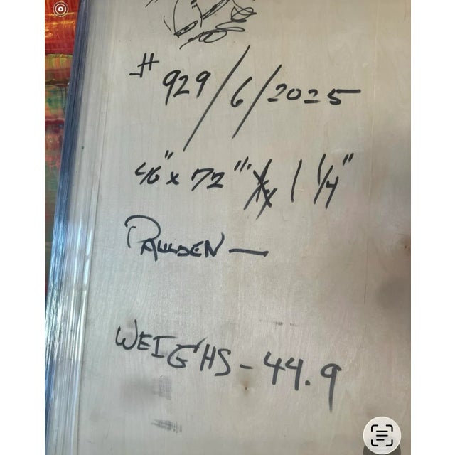 Large Green Abstract Oil Painting on Board by Artist Paulden 72” X 48” For Sale In Palm Springs - Image 6 of 12