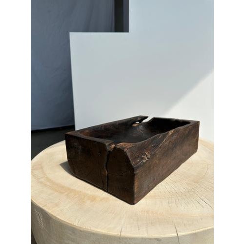 Brown Asian Rectangular Dark Brown Teak Bowl For Sale - Image 8 of 18