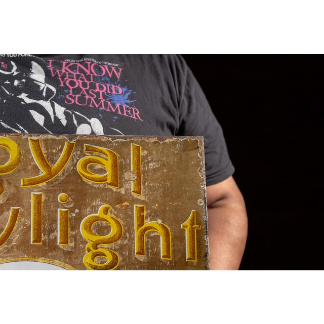 Antique Royal Daylight Lamp Oil Double-Sided Porcelain Flange Sign For Sale - Image 4 of 6