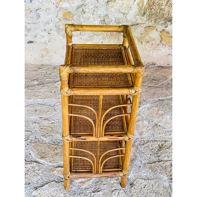 Vintage Bamboo and Rattan Three-Tier Shelf, 1970s For Sale - Image 10 of 18