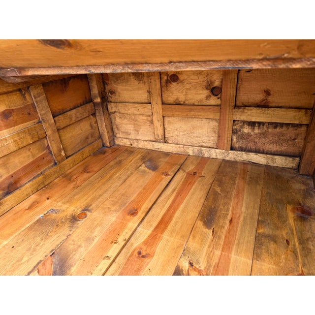 Vintage 39” Square Mexican Rustic Pine Trunk Cocktail Table For Sale - Image 10 of 13