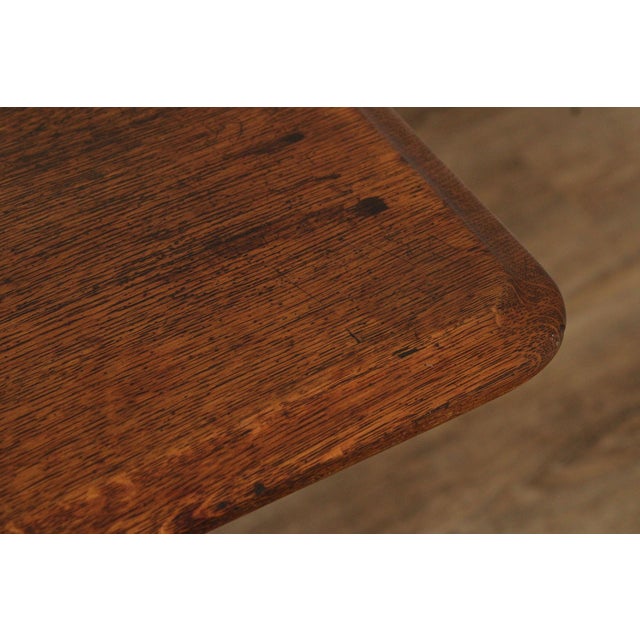 Industrial Antique Gaskell & Chambers Oak and Cast Iron Pub Table For Sale - Image 3 of 12