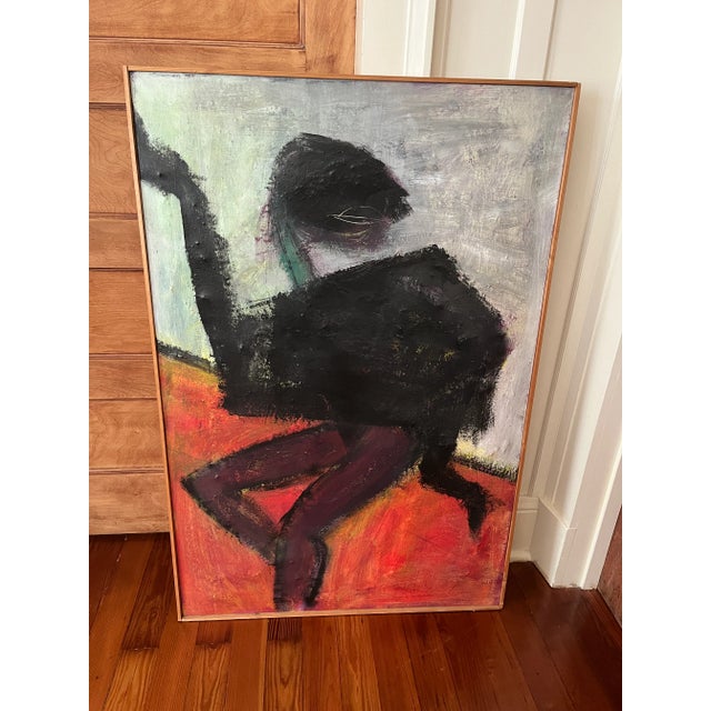 Textile 1960s Mid Century Modern Oil on Canvas Dancer For Sale - Image 7 of 13