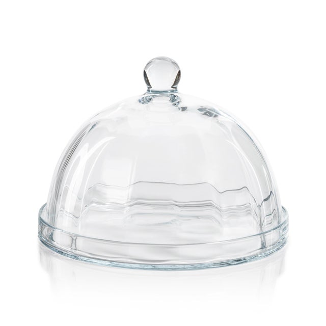 2020s Aldgate Optic Pastry Glass Plate with Cloche, Large For Sale - Image 5 of 5