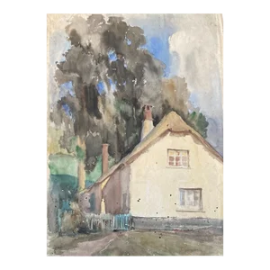 Bernard Harper Wiles 1883-1966 Uk - Watercolor of British Thatched House