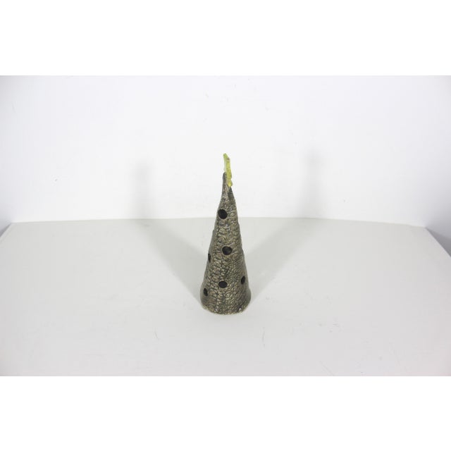 1980s Vintage Studio Pottery Christmas Tree Tea Light Candleholder For Sale - Image 5 of 7