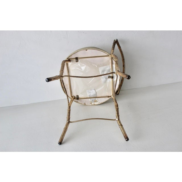 Vintage 1970s George Koch Gold Finish Faux Bamboo Vinyl Padded Swivel Vanity Stool Hollywood Regency For Sale - Image 12 of 16
