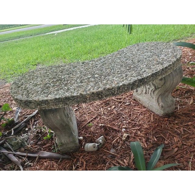 Vintage Pebbled Concrete Garden Bench For Sale - Image 11 of 12