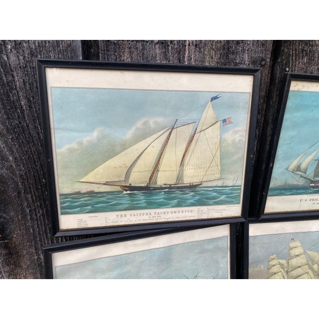 Set of Ship Prints By Currier and Ives Measure: 12” by 14” There is water damage on some, not in perfect condition but...
