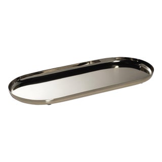 Perpignan Versatile Oblong Polished Steel Tray, Large, Gold For Sale
