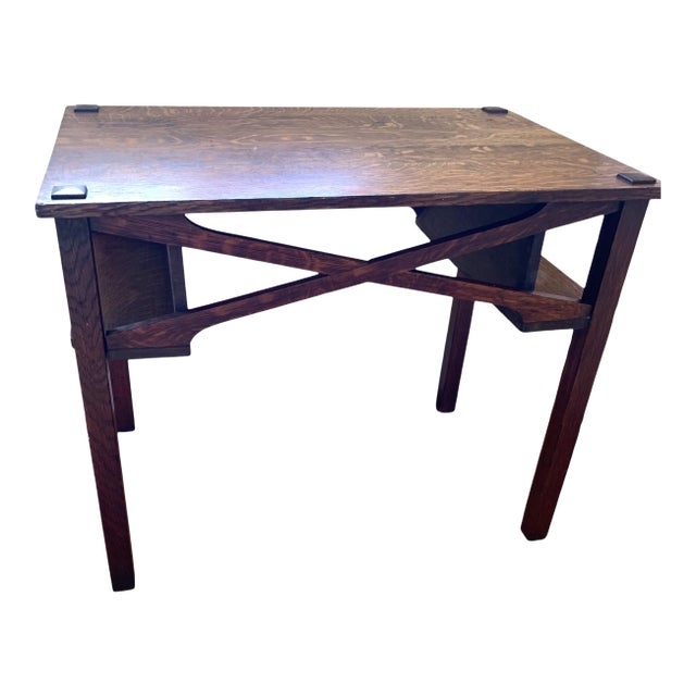 Mission Oak Arts & Crafts Desk With Built-In Bookcases For Sale