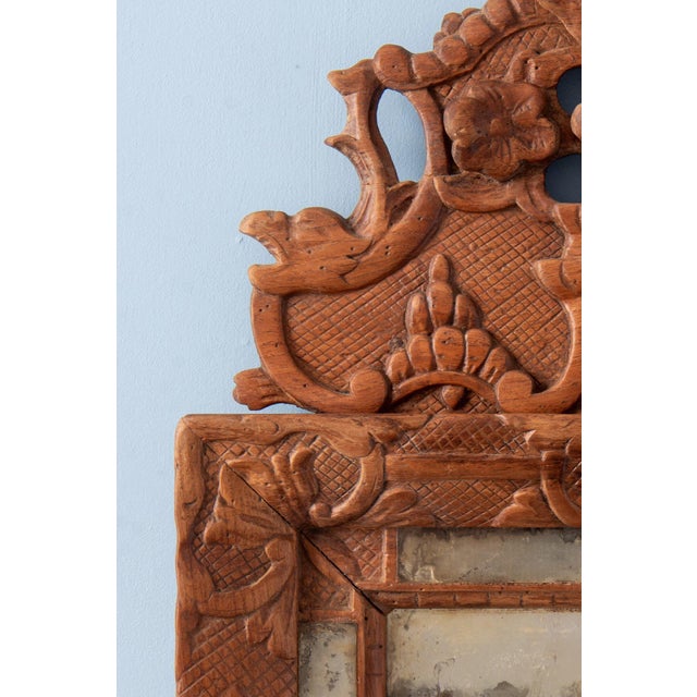 Early 18th Century French Regency Carved Wood Crested Mirror For Sale - Image 6 of 10