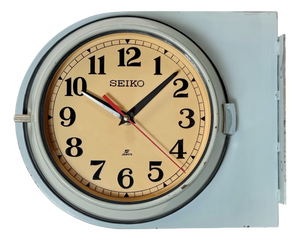 Vintage Blue Seiko Double-Sided Ships Wall Clock, 1980s