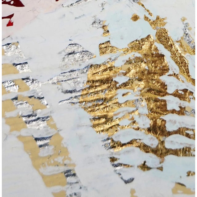 Abstract "Marvel.V" Contemporary Minimalist Abstract Gold Leaf Painting, Framed For Sale - Image 3 of 5