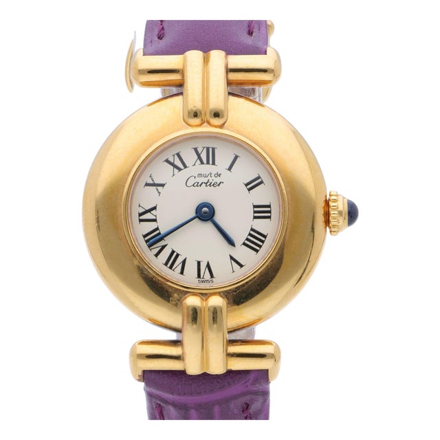 1980s Cartier Must De Colisee Vermeil 590002 Ladies 24mm Watch Box/Papers For Sale