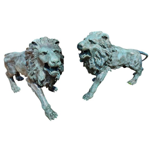 Unknown, Venetian Lions, Late 19th Century, Bronze, Set of 2 For Sale - Image 12 of 12