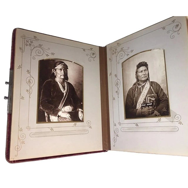 1900 - 1909 American Indian Red Velvet Photo Book of Indians For Sale - Image 5 of 10