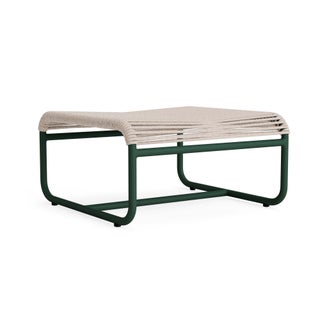 Brown Jordan Walter Lamb Aluminum Ottoman in Forest Green with Pebble Strapping For Sale
