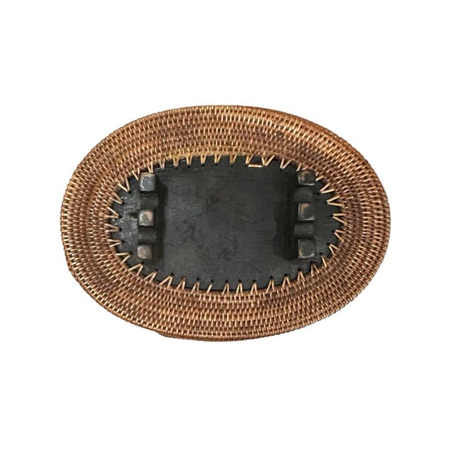 Vintage Iris Apfel Owned Indonesian Wicker Basket Box With Carved Wood Frog For Sale - Image 10 of 11