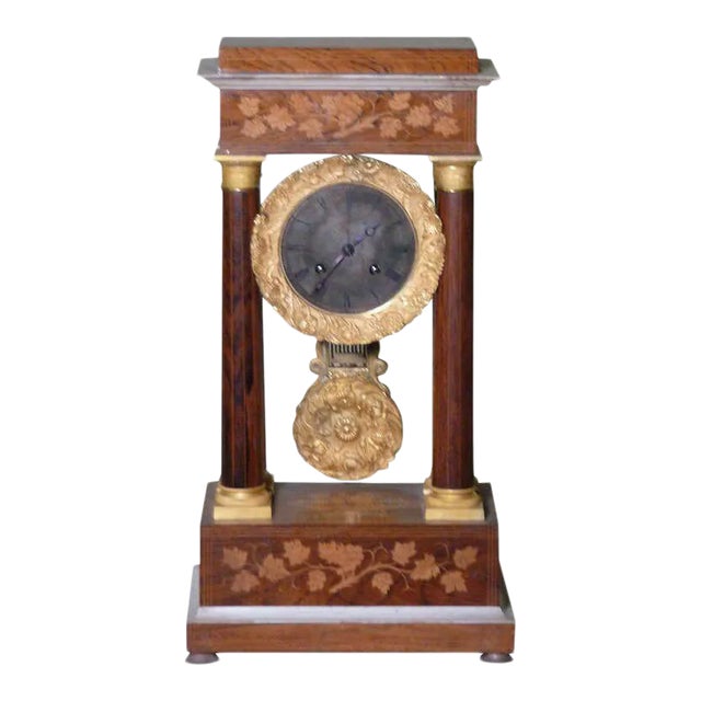 1838 French Empire Paris Portico Clock For Sale
