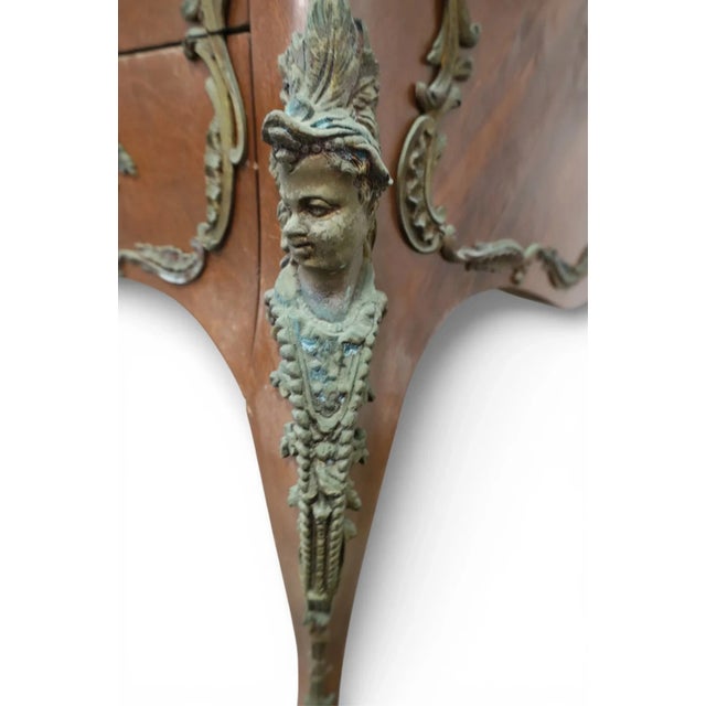 Antique Large French, Ormolu Mounted, Green Leather Top, 69”Bureau Plat Desk For Sale In Dallas - Image 6 of 7