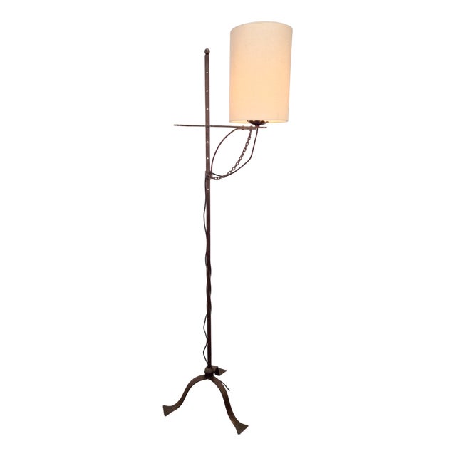 Brutalist Floor Lamp in Wrought Iron, 1950s For Sale