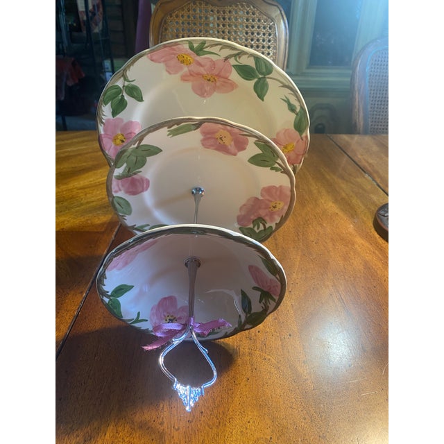 1980s Franciscan Desert Rose 3 Tired Cake Stand For Sale - Image 11 of 12