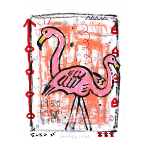 1950 Flamingo Style - Original Mid-Century Inspired Mixed Media Pop Art Acrylic Painting by Gary John