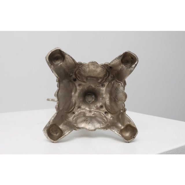 French Silver-Plated Standing Crucifix on Scrolled Tripod Base, 1900 For Sale - Image 13 of 14