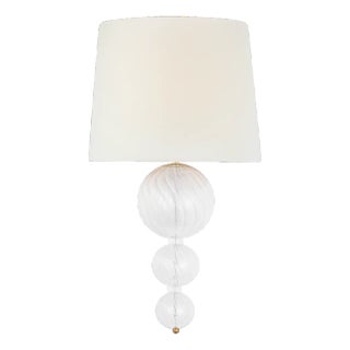 Julie Neill for Visual Comfort Signature Talia 18" Sconce in Gild and Clear Swirled Glass with Linen Shade For Sale