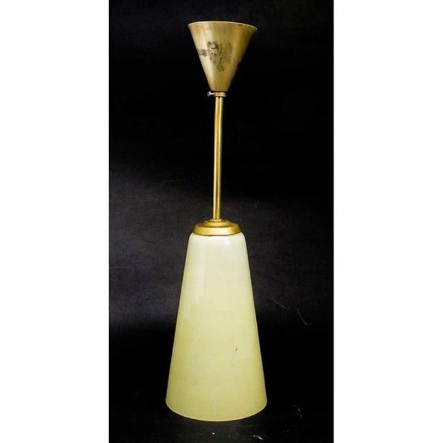 Mid-Century Pendant Lamp in Glass and Brass, 1950s For Sale - Image 6 of 6