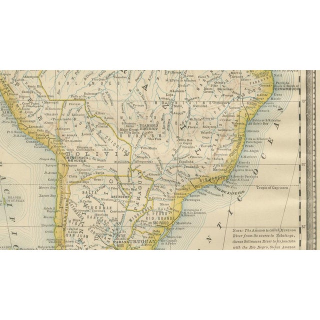 Antique South America Map by Rand McNally, 1888 For Sale - Image 4 of 9