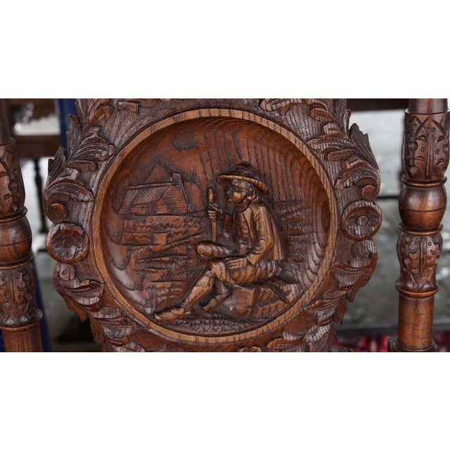 Set of 6 Antique English Renaissance Carved Wood Chairs For Sale - Image 14 of 16