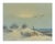 Peaceful landscape of sand dunes along a California beach with seagulls drifting overhead in a soft gray-blue sky, by a...