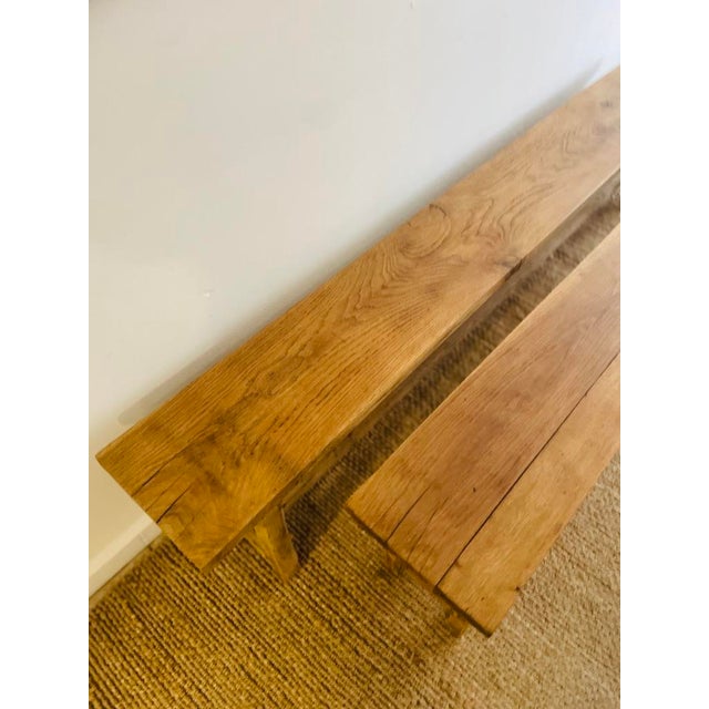 French Dining Table in Oak with Benches, Set of 3 For Sale - Image 13 of 18