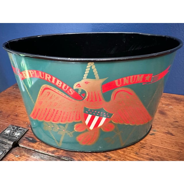 Red 1970’s Federal Style Metal Container For Sale - Image 8 of 11