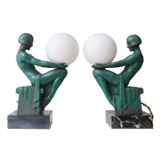 Délassement Table Lamps by Max Le Verrier, 1930, France, Set of 2 For Sale