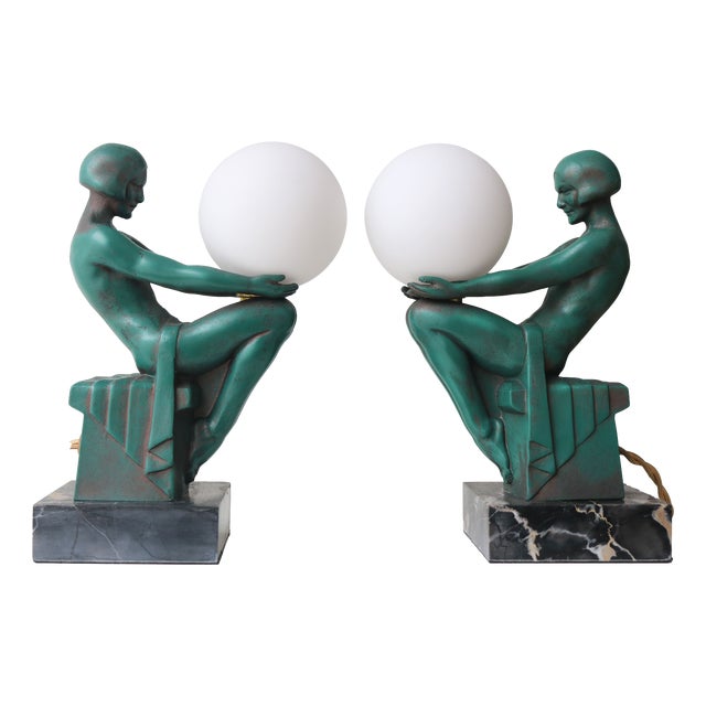 Délassement Table Lamps by Max Le Verrier, 1930, France, Set of 2 For Sale
