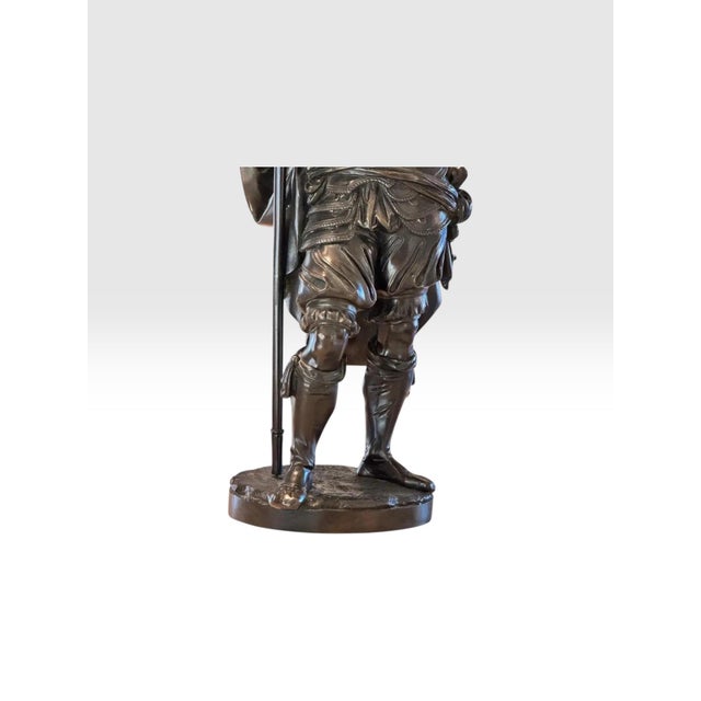 Bronze Antique 25” Signed French Bronze Sculpture the Landsknecht by Albert-Ernest Carrier Belleuse For Sale - Image 8 of 12