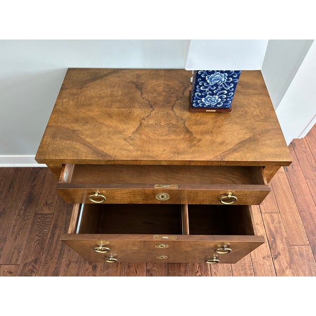 Wood Vintage 1960s Baker Furniture Neoclassical Walnut Chest of Drawers – French Empire Style With Brass Accents & File Drawer For Sale - Image 7 of 9