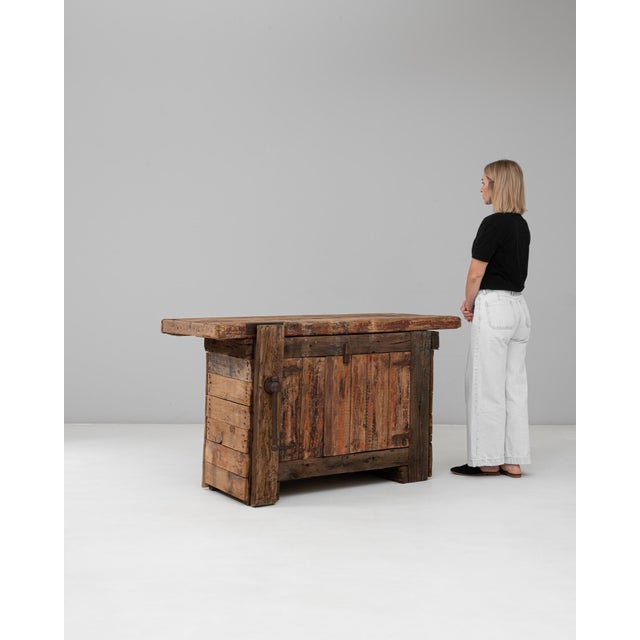 20th Century French Industrial Wooden Work Table For Sale - Image 4 of 18