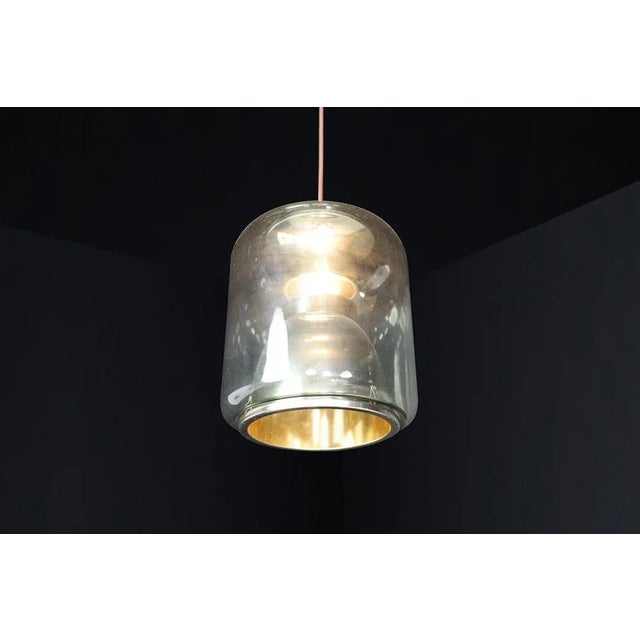 Mid-Century Smoked Glass Pendant attributed to Erco Leuchten, Germany, 1970s For Sale - Image 6 of 10