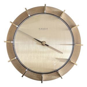 Hollywood Regency Minimalist Brass Wall Clock from Kienzle, Germany, 1960s