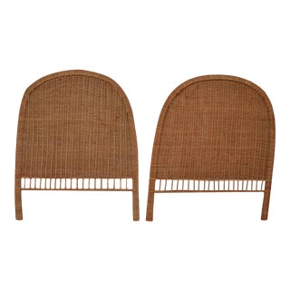 Boho Chic Organic Modern Wicker Twin Headboards - a Pair For Sale