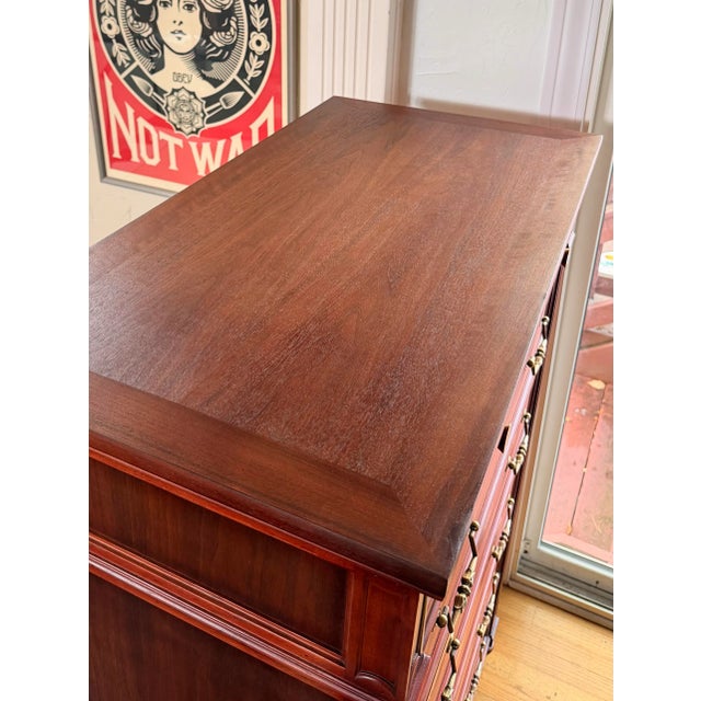 Wood Henredon Walnut & Oak Mid-Century Tallboy Dresser – Refinishe For Sale - Image 7 of 7
