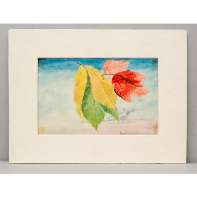 Paint Charles De Wolf Brownell, Maple Leaves Watercolor Painting 19th C. American Artist Charles DeWolf Brownell, 1902 For Sale - Image 7 of 13