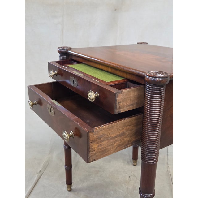 Antique Mahogany Federal Style Nightstands With Interior Slant Desk - A Pair For Sale - Image 9 of 18