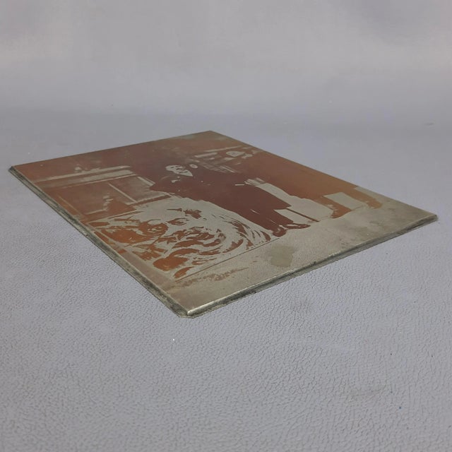 Filippo Marinetti, Portrait of Rougena Zatkova, 1960s, Cliché Silkscreened Metal Plate For Sale - Image 3 of 11