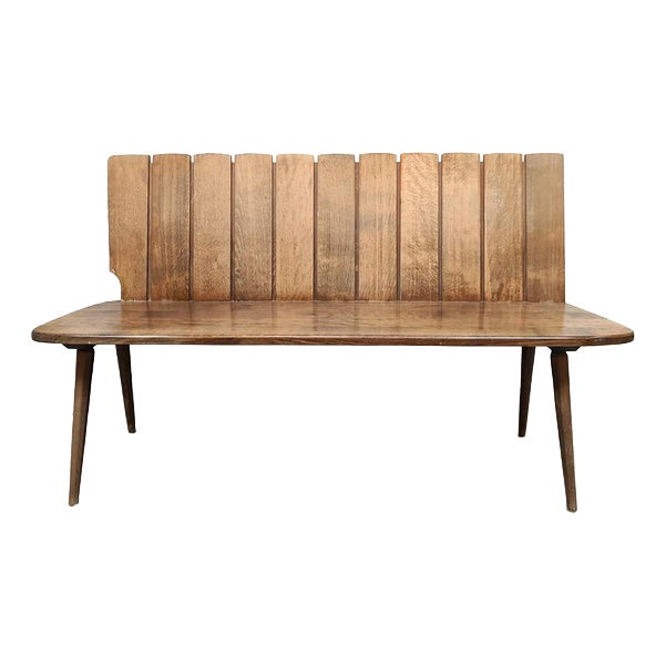 Mid-Century Brutalist Oak Bench, 1960 For Sale